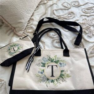 Monogrammed Canvas Tote and Pouch Set